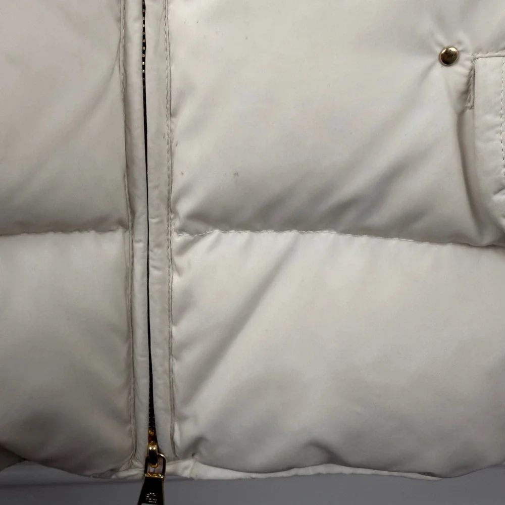 Lauren Ralph Lauren Womens Cream Down Feather Puffer Jacket Hooded Coat‎ Medium